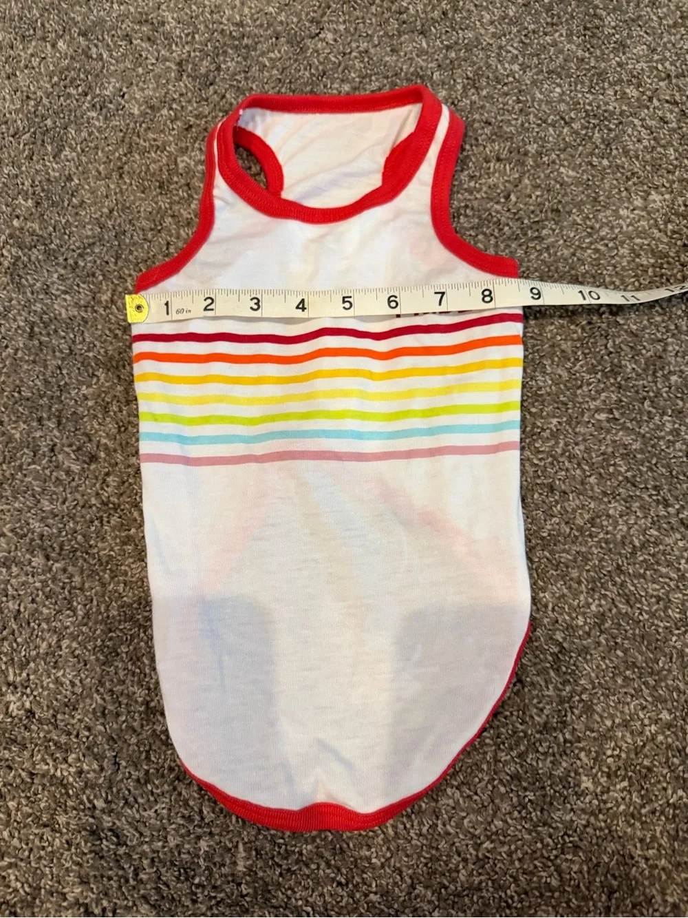 White & Red Striped Rainbow Accent Dog Tank Top ‘pride’